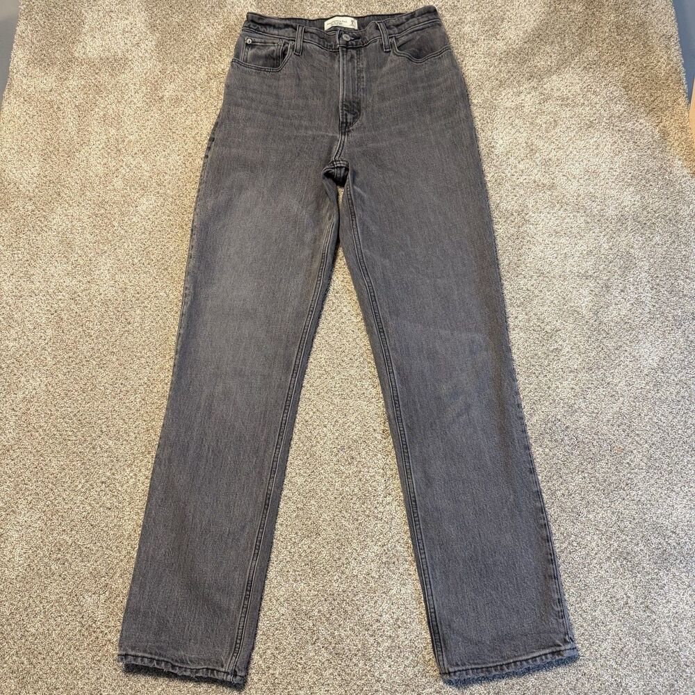 Abercrombie & Fitch The 90s Straight Ultra High Rise Charcoal Jeans 28 6L Tall